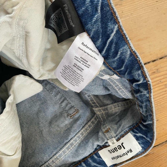 Reformation Charlie High Rise Jean Short in Colorado - Picture 5 of 7